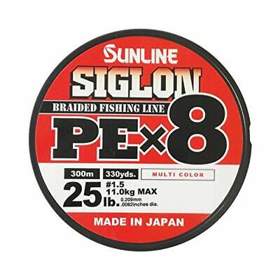 Sunline Fishing Line Siglon PE x8 300M #1.5 25lb Multi Color PE Braid