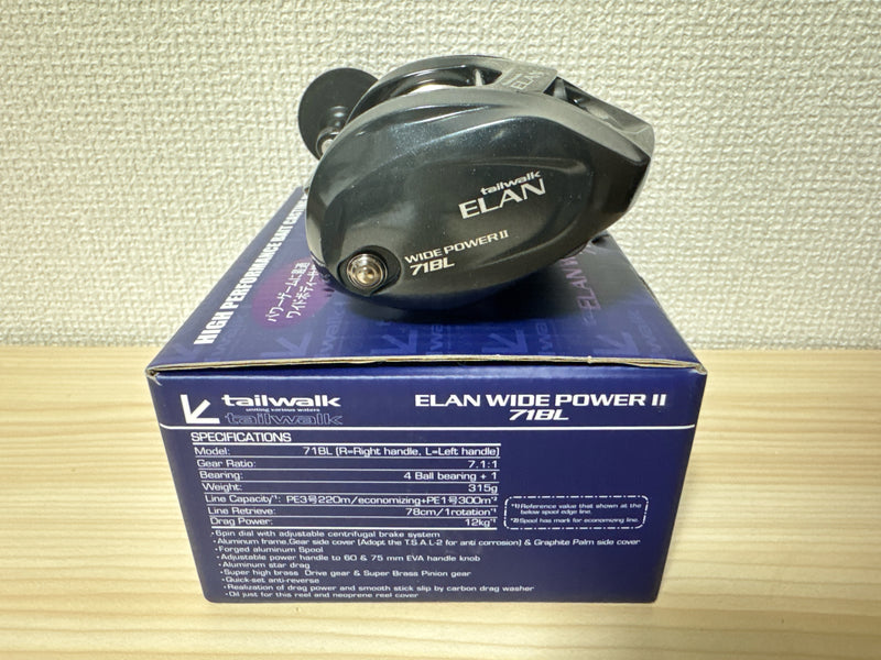 Tailwalk Baitcasting Reel JIGGING ELAN WIDEPOWER II 71BL 7.1:1 Fishing IN BOX
