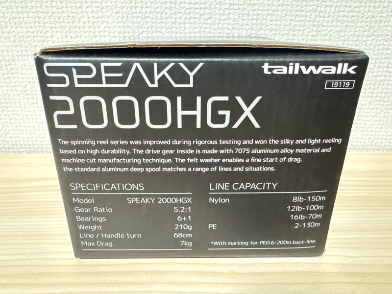 Tailwalk Spinning Reel SPEAKY 2000HGX Gear Ratio 5.2:1 Fishing Reel IN BOX