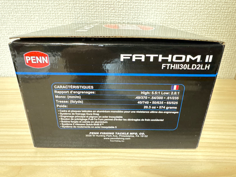 PENN International Baitcasting Reel FATHOM II 2 Speed 30LD2 LH Left IN BOX